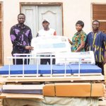 Hon. Matthew Annor, DCE donates beds to hospitals, CHPS compound together with the Member of Parliament in the district.